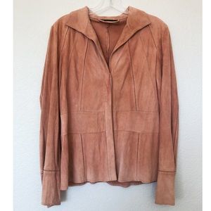 Lafayette 148 New York Panel Pink 100% Suede Jacket 10